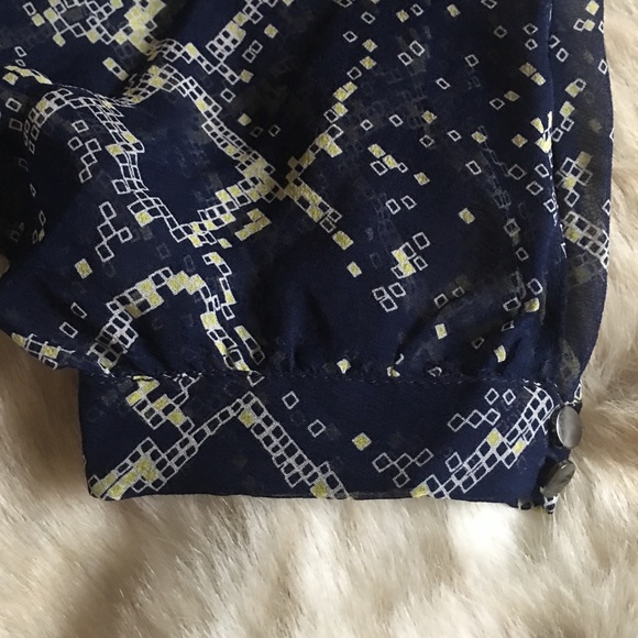 DVF-Silk Bat Wing Navy Geometric Print Dress - Picture 5 of 8